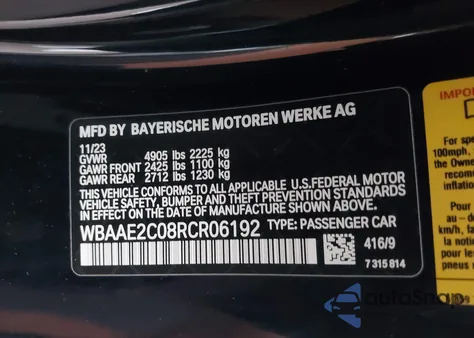 2024 BMW 840I z USA, uszkodzony, nr VIN WBAAE2C08RCR06192